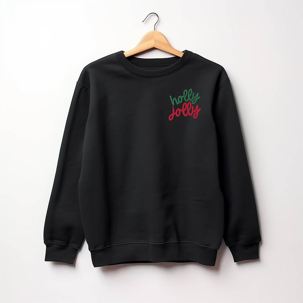 Holly Jolly Crewneck Embroidered Sweatshirt