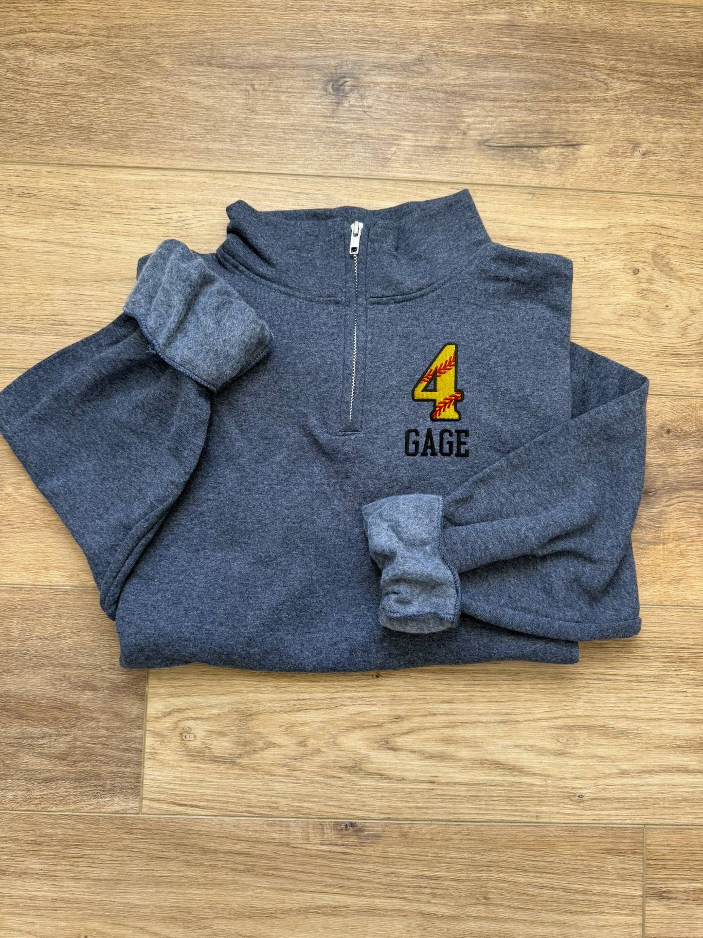 Custom Softball Embroidered Quarter Zip Sweatshirt