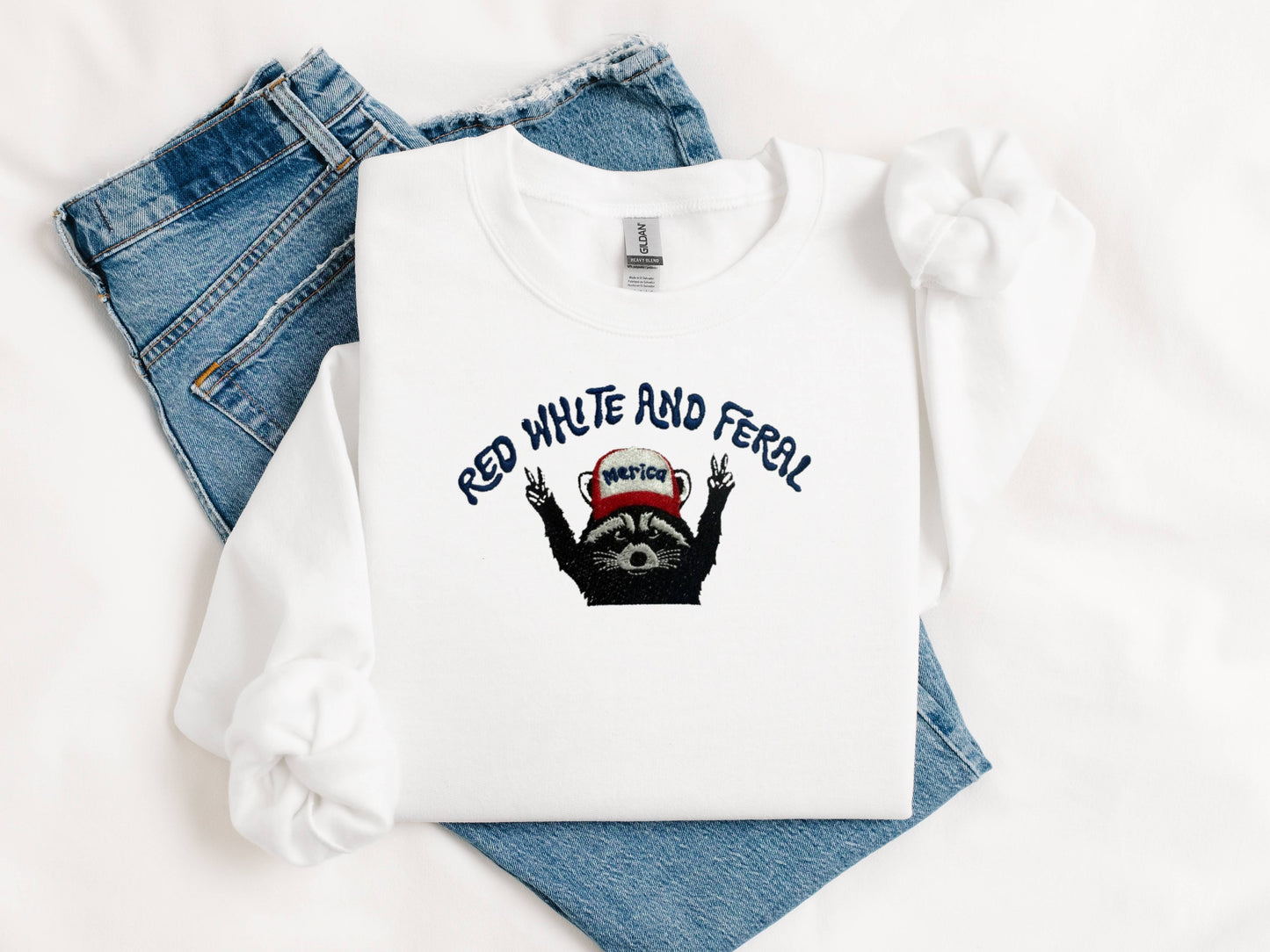 Red White and Feral Crewneck