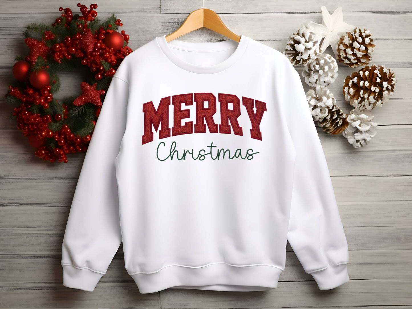Merry Christmas Crewneck Embroidered Sweatshirt