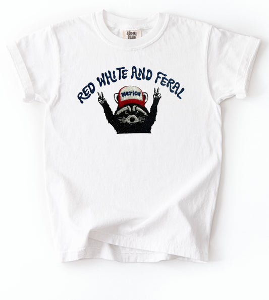 Red White and Feral Tee Shirt