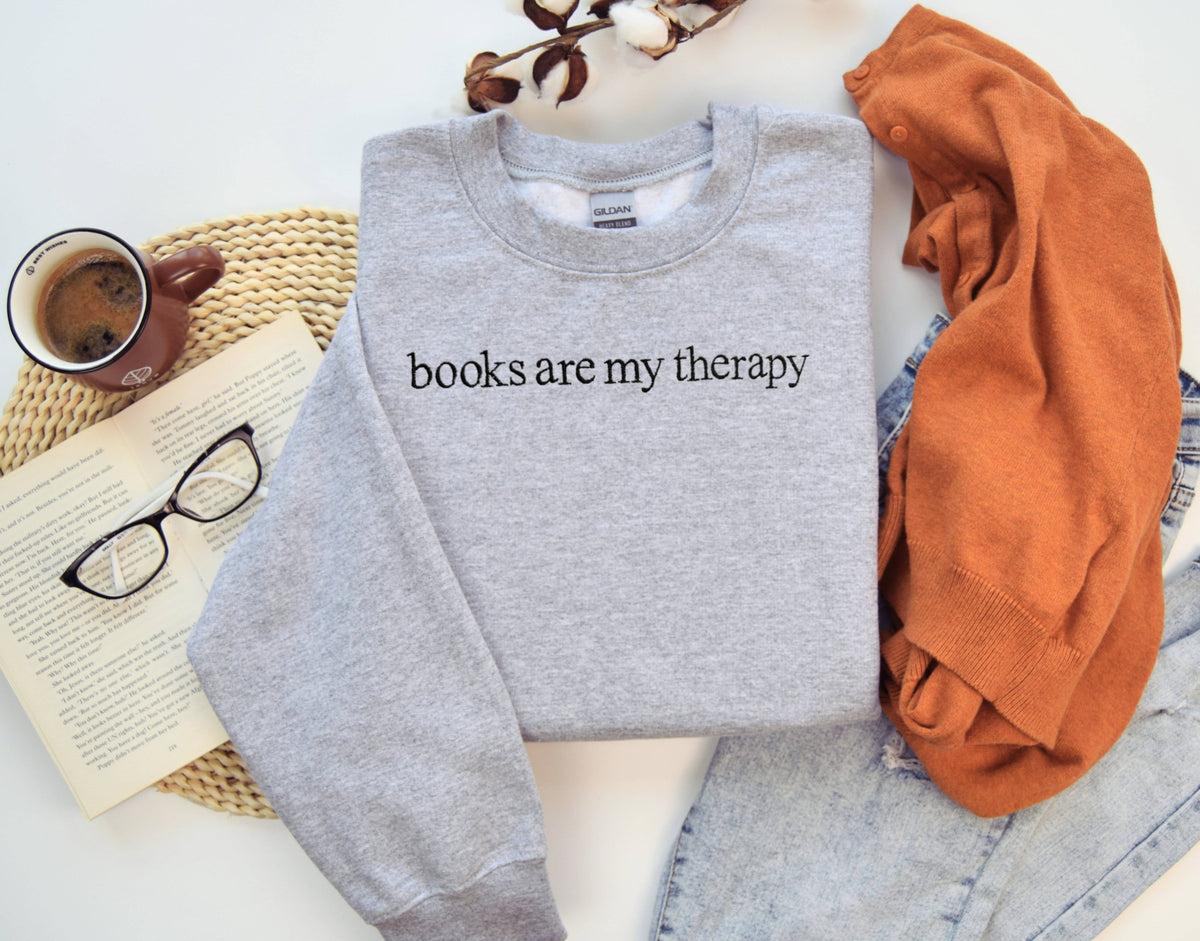 books are my therapy crewneck sweatshirt