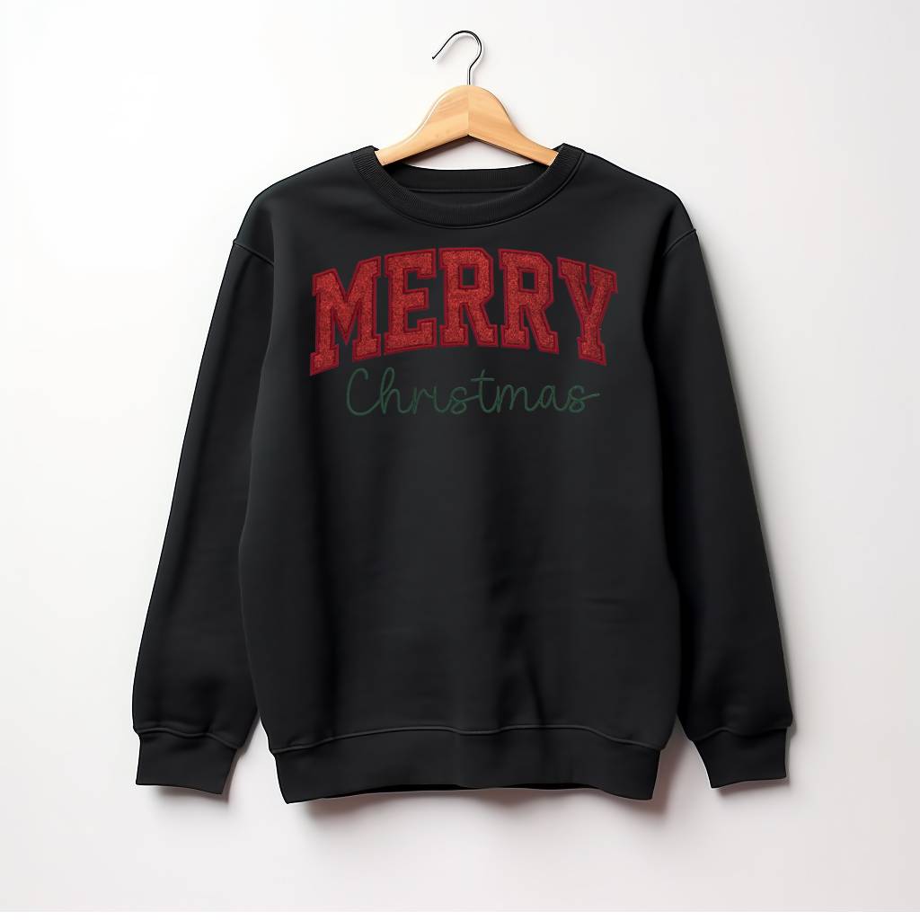 Merry Christmas Crewneck Embroidered Sweatshirt