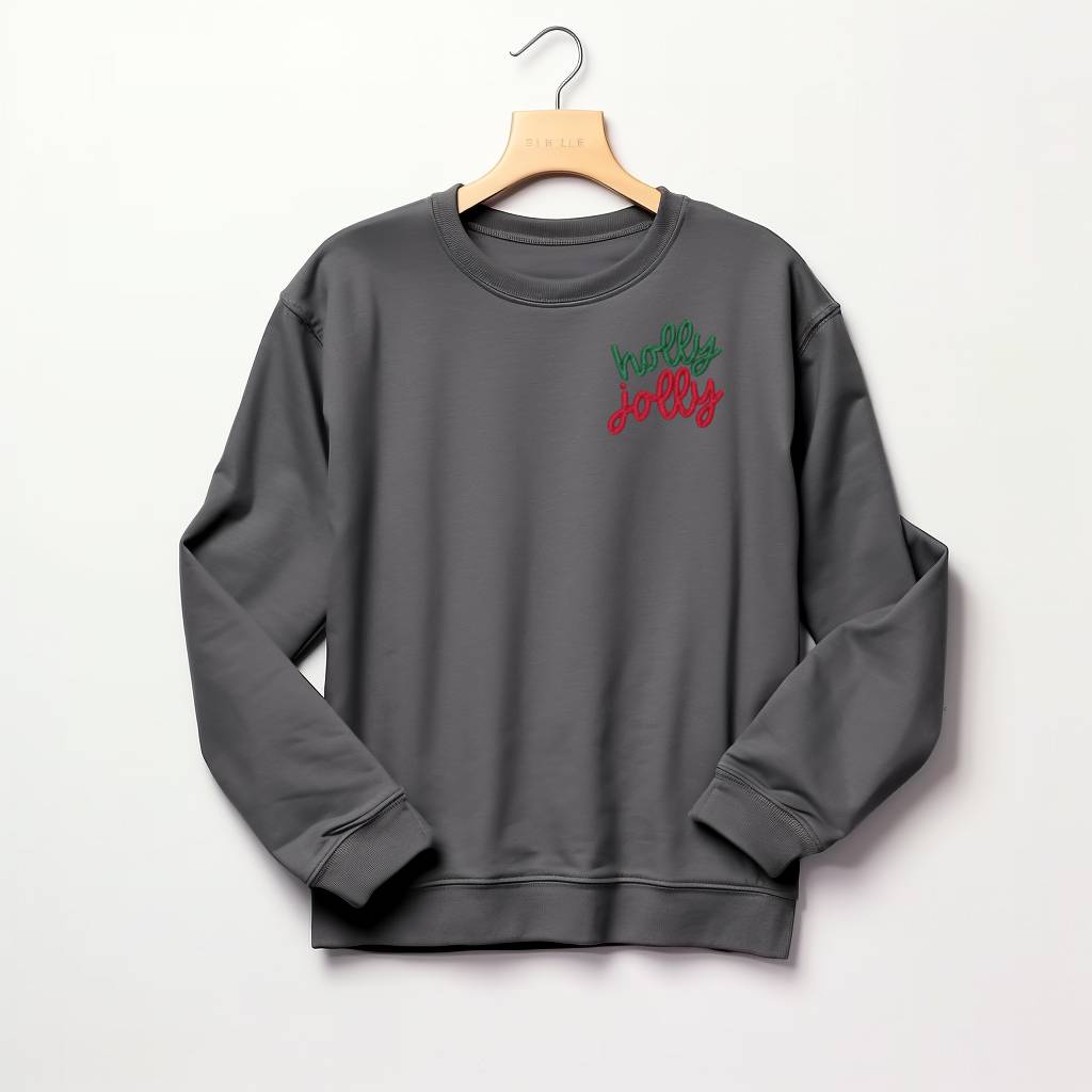 Holly Jolly Crewneck Embroidered Sweatshirt