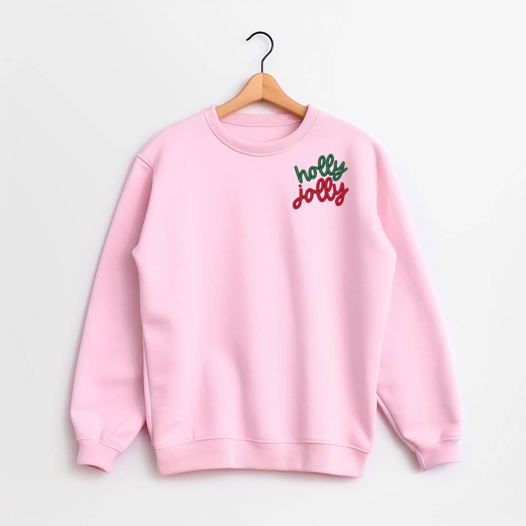 Holly Jolly Crewneck Embroidered Sweatshirt