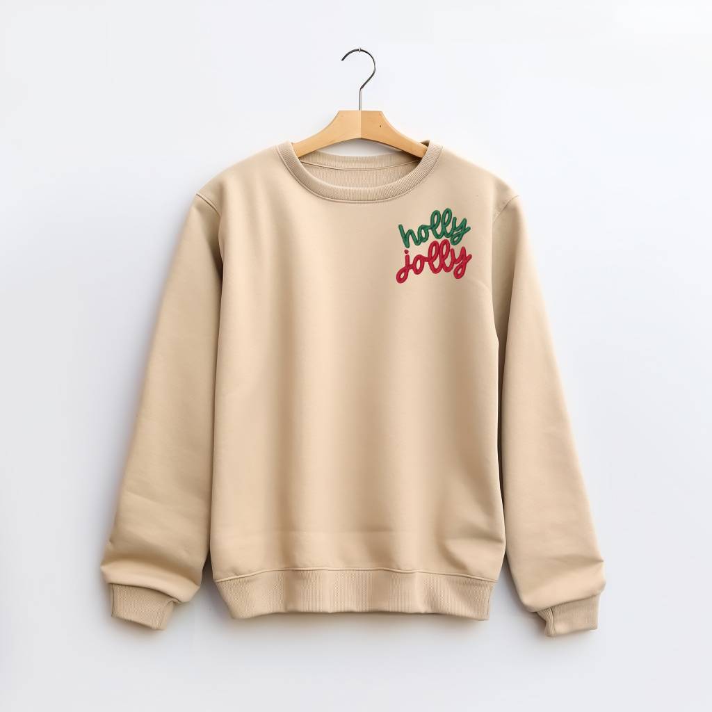 Holly Jolly Crewneck Embroidered Sweatshirt