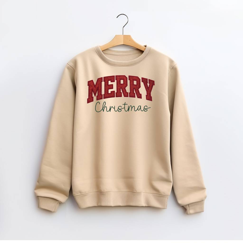 Merry Christmas Crewneck Embroidered Sweatshirt