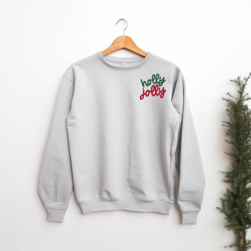 Holly Jolly Crewneck Embroidered Sweatshirt