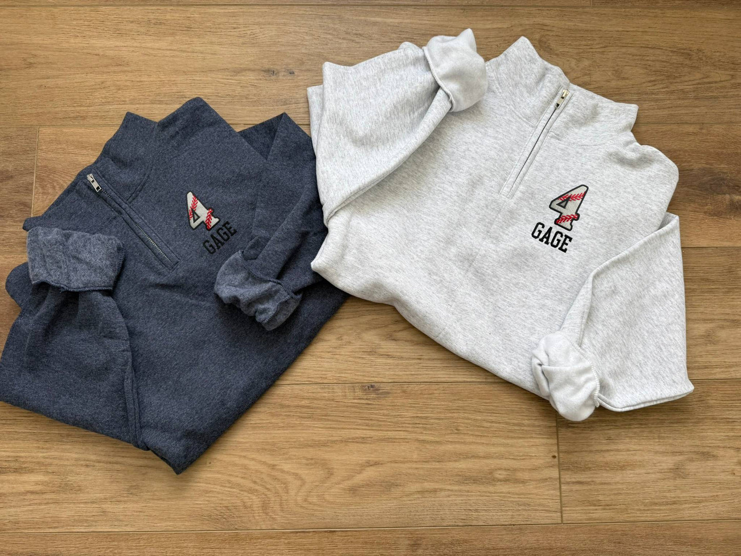 Custom Baseball Embroidered Quarter Zip Sweatshirt