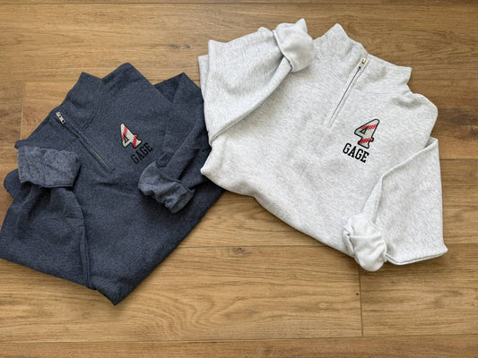 Custom Baseball Embroidered Quarter Zip Sweatshirt