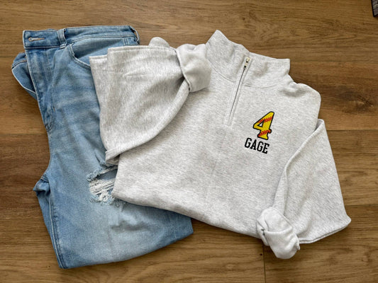 Custom Softball Embroidered Quarter Zip Sweatshirt