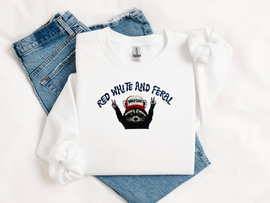 Red White and Feral Crewneck
