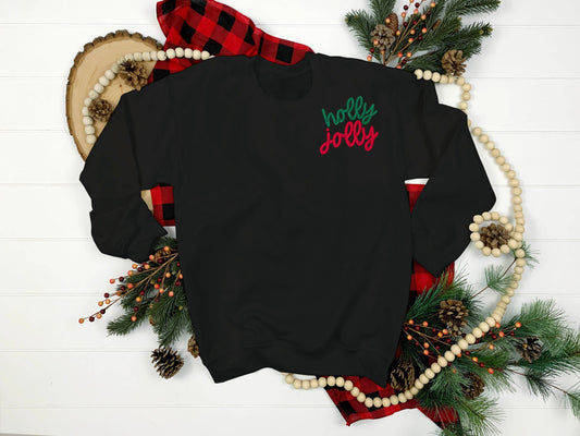 Holly Jolly Crewneck Embroidered Sweatshirt
